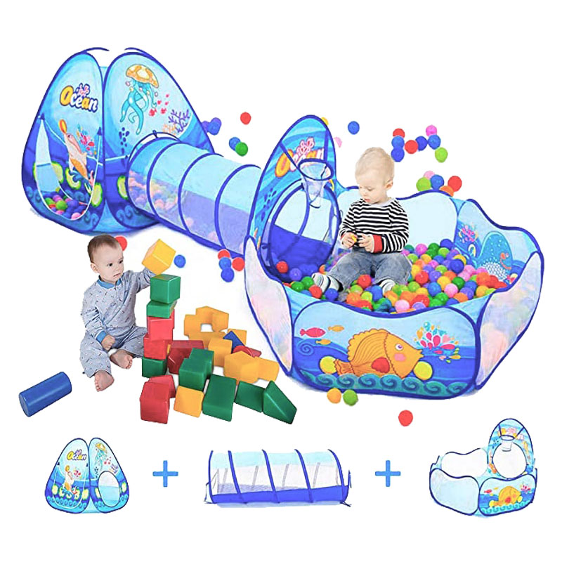 어린이 텐트 공 풀 공 휴대용 아기 놀이터 놀이터 어린이 터널과 큰 구 덩이 아기 공원 캠핑 풀 아기 놀이 집